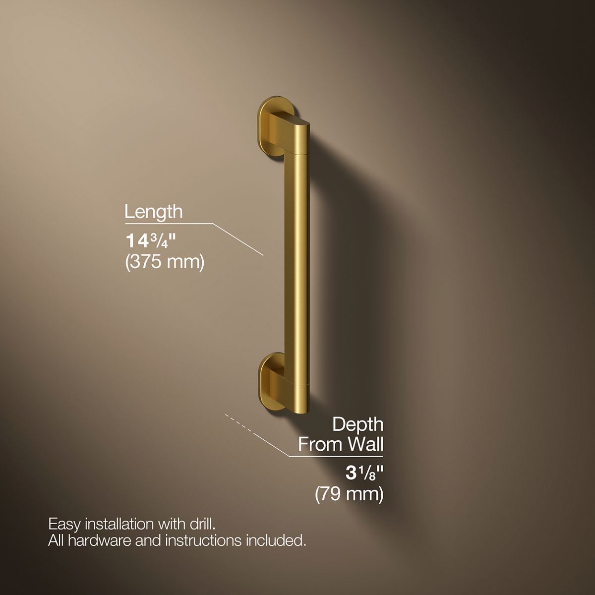3/4 view of product with dimensions