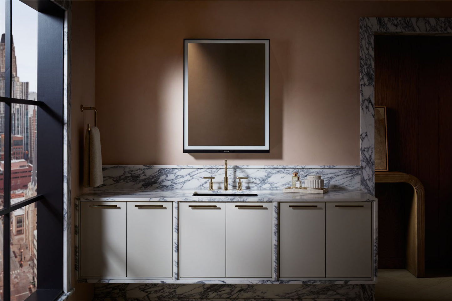 KOHLER K-33690-R Collage 24" x 32" lighted framed medicine cabinet, right-hinged