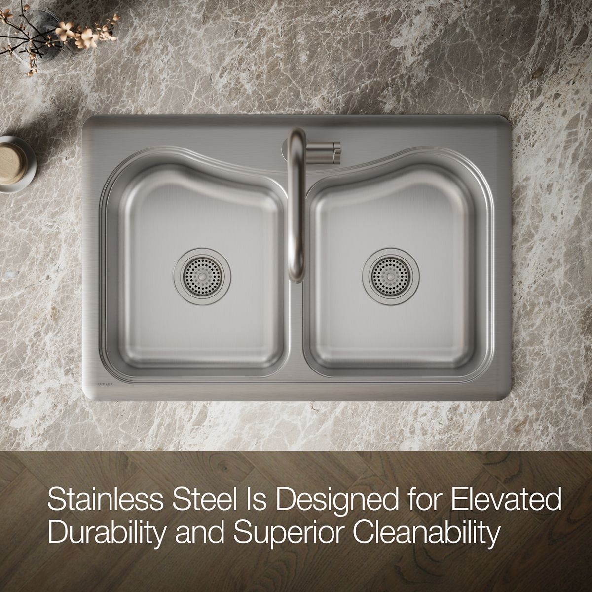 KOHLER K-3369-1 Staccato 33" top-mount double-bowl kitchen sink