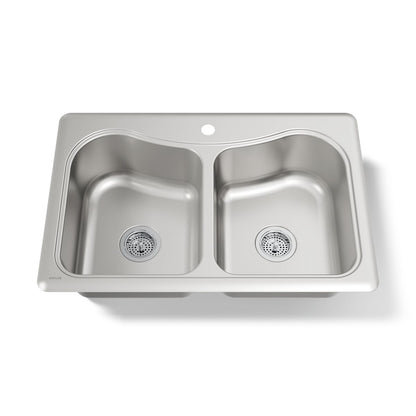 KOHLER K-3369-1 Staccato 33" top-mount double-bowl kitchen sink
