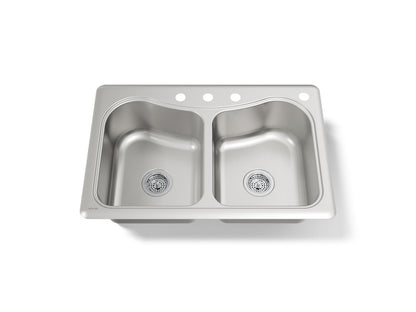 KOHLER K-3369-4 Staccato 33" top-mount double-bowl kitchen sink