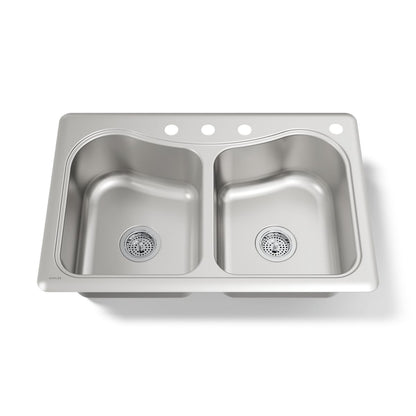 KOHLER K-3369-4 Staccato 33" top-mount double-bowl kitchen sink