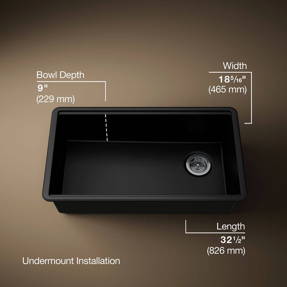 KOHLER Billings™ 32-1/2" undermount single-bowl workstation kitchen sink