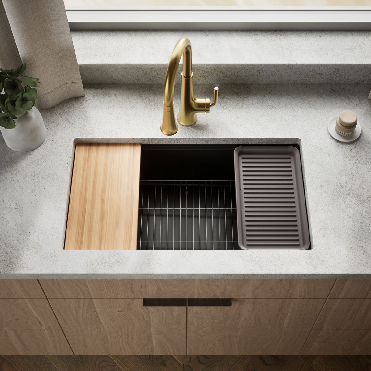 KOHLER Billings™ 32-1/2" undermount single-bowl workstation kitchen sink