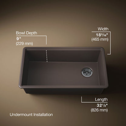 KOHLER Billings™ 32-1/2" undermount single-bowl workstation kitchen sink