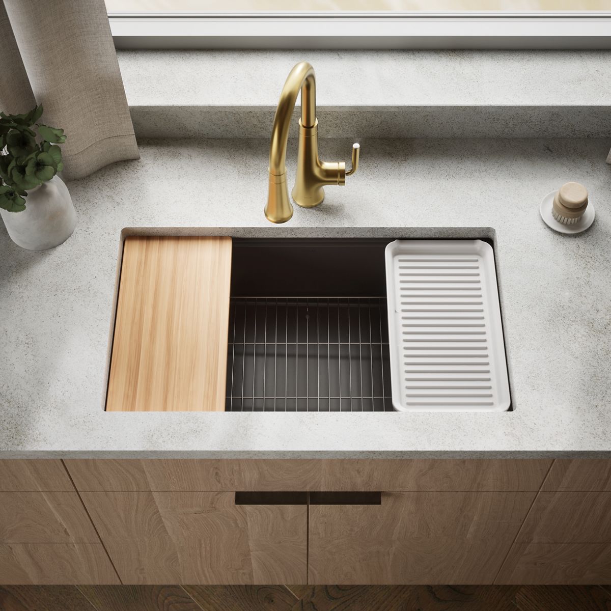 KOHLER Billings™ 32-1/2" undermount single-bowl workstation kitchen sink