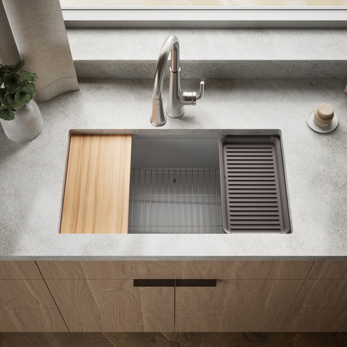KOHLER Billings™ 32-1/2" undermount single-bowl workstation kitchen sink