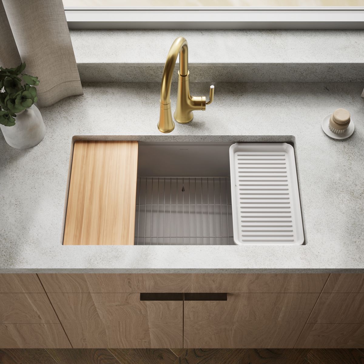 KOHLER Billings™ 32-1/2" undermount single-bowl workstation kitchen sink