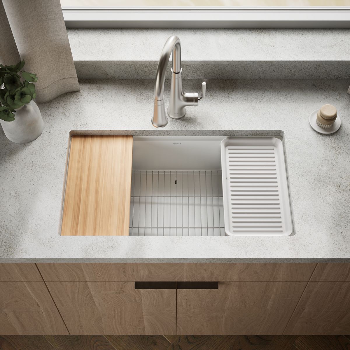KOHLER Billings™ 32-1/2" undermount single-bowl workstation kitchen sink