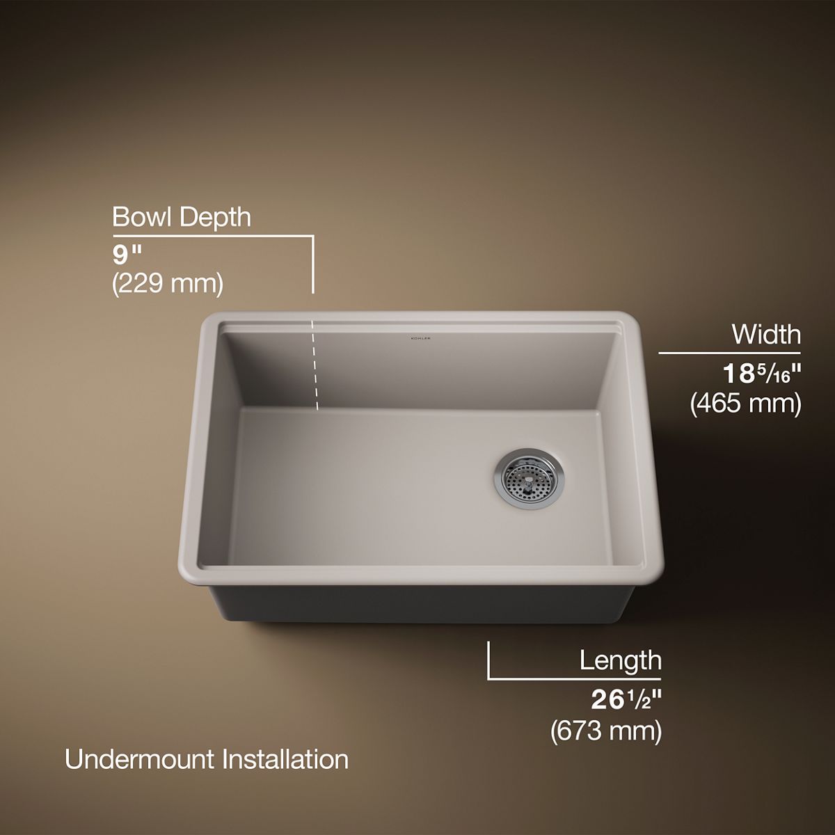 KOHLER Billings™ 27" undermount single-bowl kitchen sink