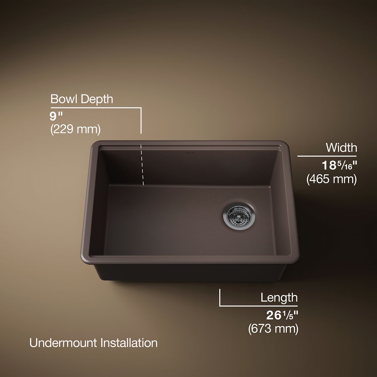 KOHLER Billings™ 27" undermount single-bowl workstation kitchen sink