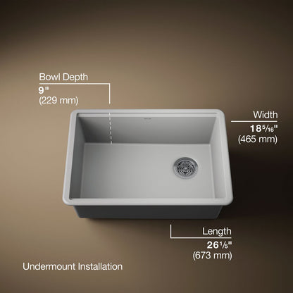 KOHLER Billings™ 27" undermount single-bowl workstation kitchen sink