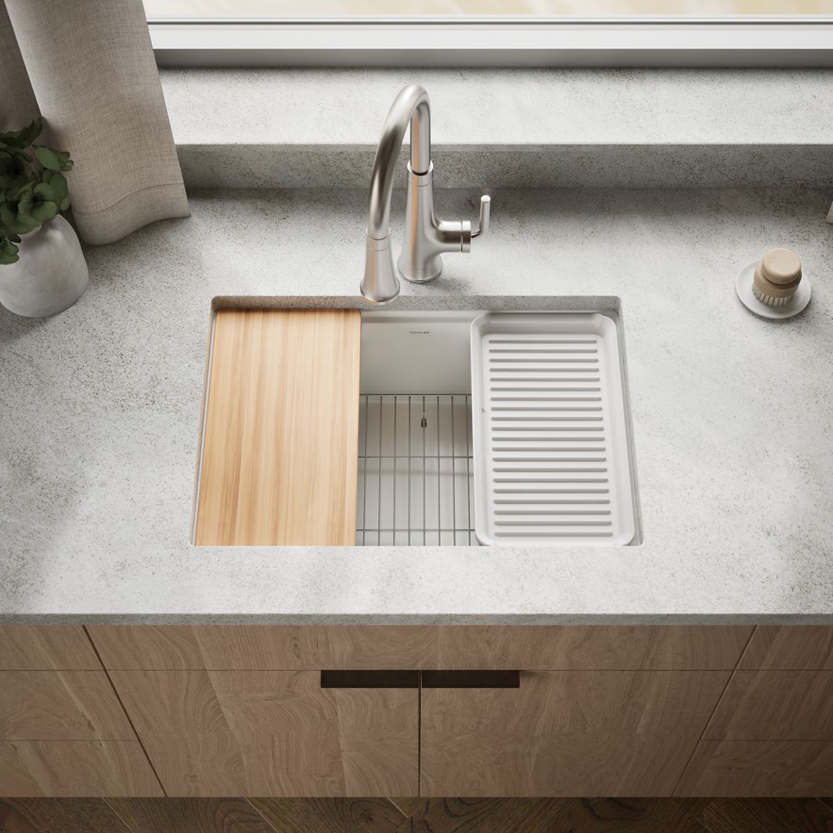 KOHLER Billings™ 27" undermount single-bowl workstation kitchen sink