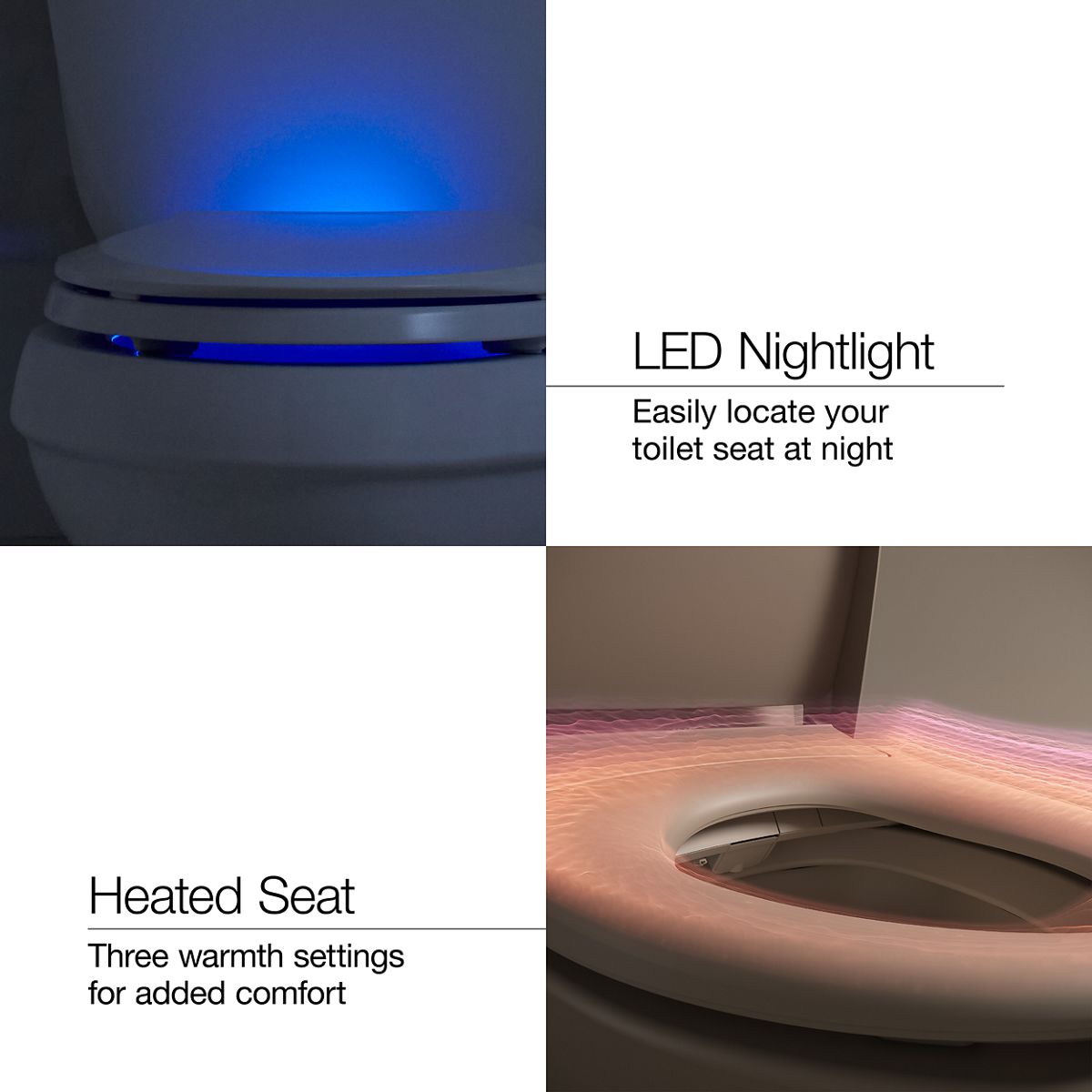 KOHLER K-33727 Cachet Heated ReadyLatch® Quiet-Close™ Elongated Toilet Seat, White - Detail image of a product feature