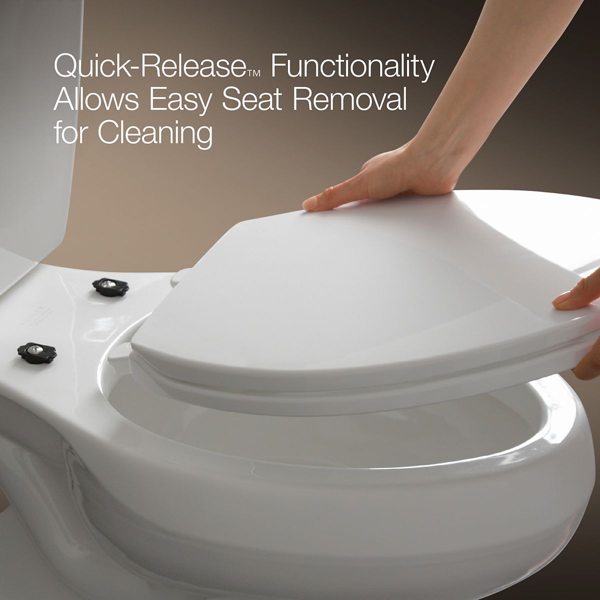 KOHLER K-33727 Cachet Heated ReadyLatch® Quiet-Close™ Elongated Toilet Seat, White - Detail image of a product feature