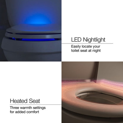 KOHLER K-33728 Cachet Heated ReadyLatch® Quiet-Close™ Round-front Toilet Seat, White - Detail image of a product feature