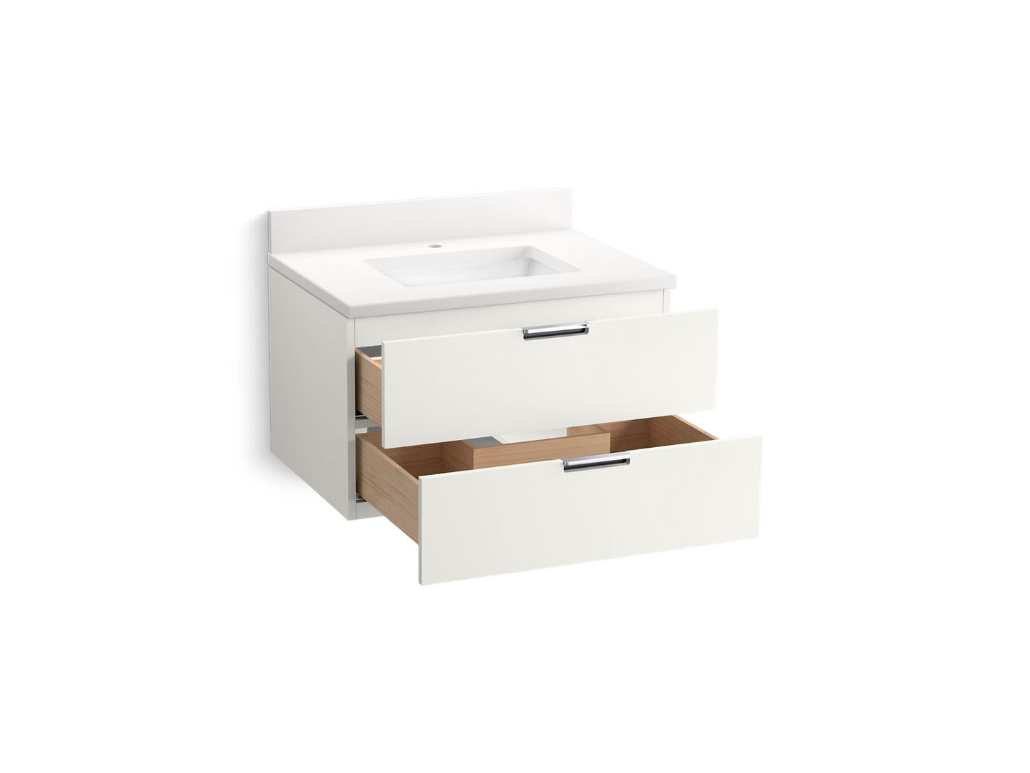 KOHLER Maxstow™ 30" wall-hung bathroom vanity cabinet with sink and quartz top