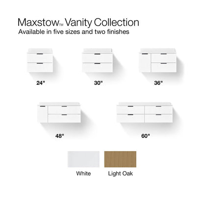 KOHLER Maxstow™ 36" wall-hung bathroom vanity cabinet with sink and quartz top