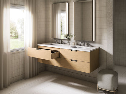 KOHLER Maxstow™ 60" wall-hung bathroom vanity cabinet with sink and quartz top