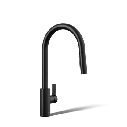 KOHLER K-34906 Elate Pull-down Kitchen Sink Faucet with Two-function Sprayhead, Matte Black - 3/4 view of product