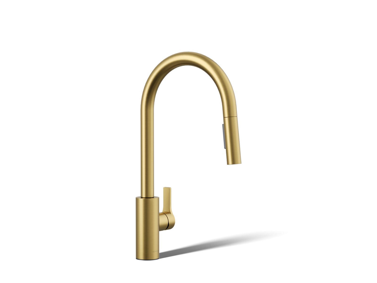 KOHLER K-34906 Elate Pull-down Kitchen Sink Faucet with Two-function Sprayhead, Vibrant Brushed Moderne Brass - 3/4 view of p