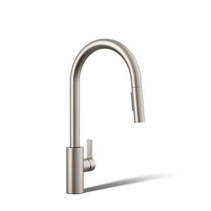 KOHLER K-34906 Elate Pull-down Kitchen Sink Faucet with Two-function Sprayhead, Vibrant Stainless - 3/4 view of product