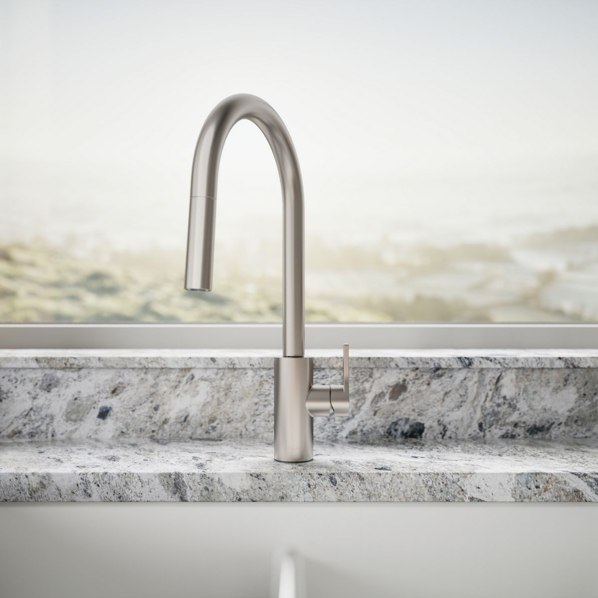 KOHLER K-34906 Elate Pull-down Kitchen Sink Faucet with Two-function Sprayhead, Vibrant Stainless - image focused on single p