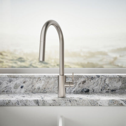 KOHLER K-34906 Elate Pull-down Kitchen Sink Faucet with Two-function Sprayhead, Vibrant Stainless - image focused on single p
