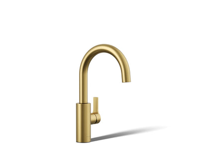 KOHLER K-34908 Elate Single-handle Bar Sink Faucet, Vibrant Brushed Moderne Brass - 3/4 view of product