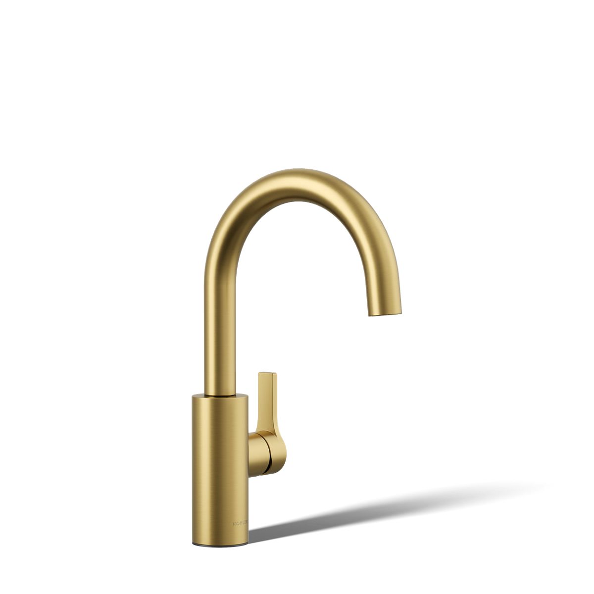 KOHLER K-34908 Elate Single-handle Bar Sink Faucet, Vibrant Brushed Moderne Brass - 3/4 view of product