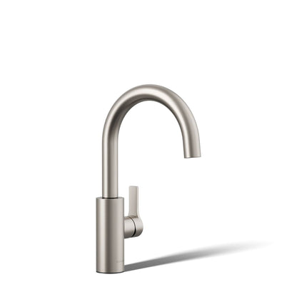 KOHLER K-34908 Elate Single-handle Bar Sink Faucet, Vibrant Stainless - 3/4 view of product