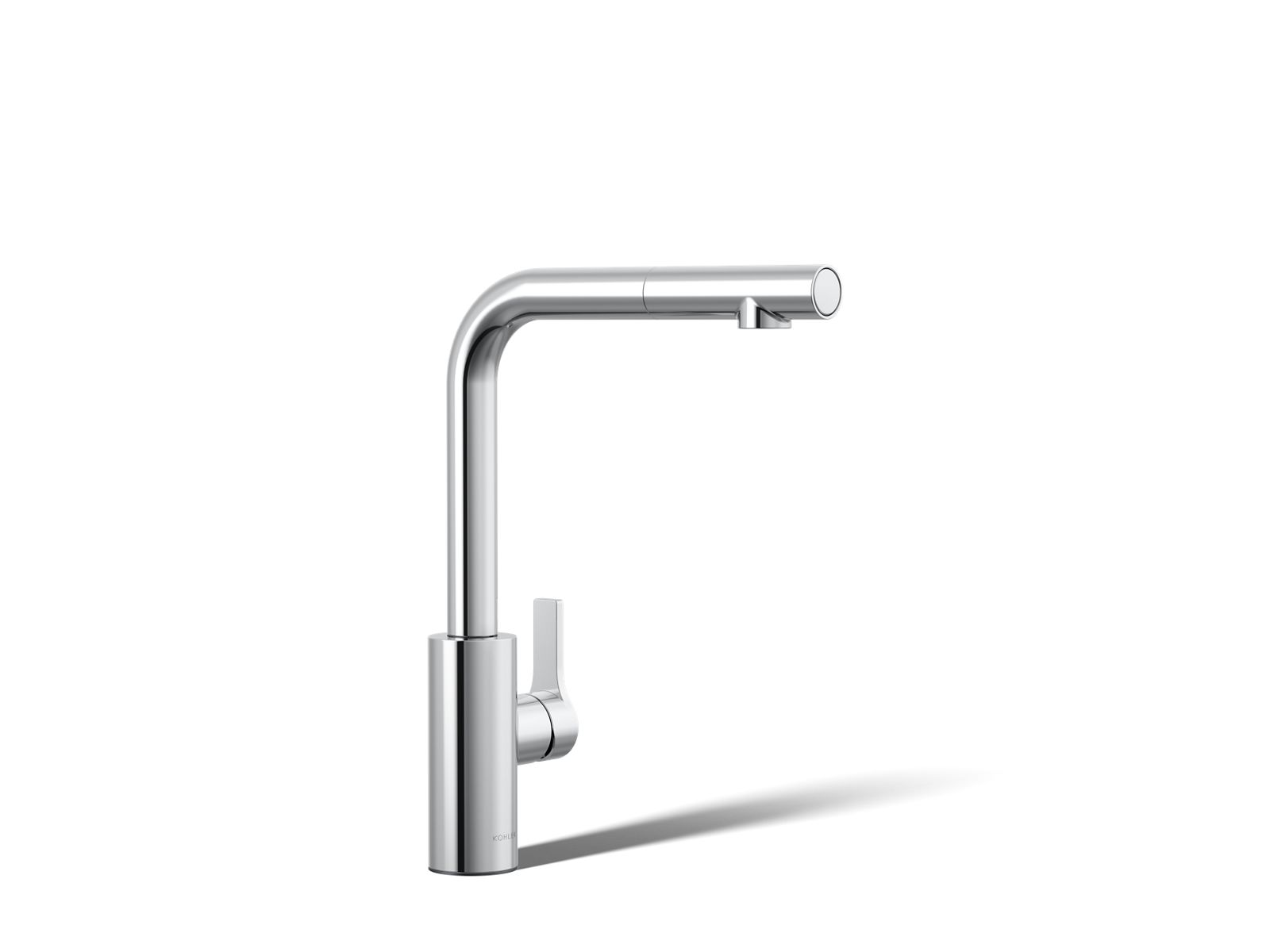 KOHLER K-34909 Elate Pull-out Kitchen Sink Faucet with Two-function Sprayhead, Polished Chrome - 3/4 view of product
