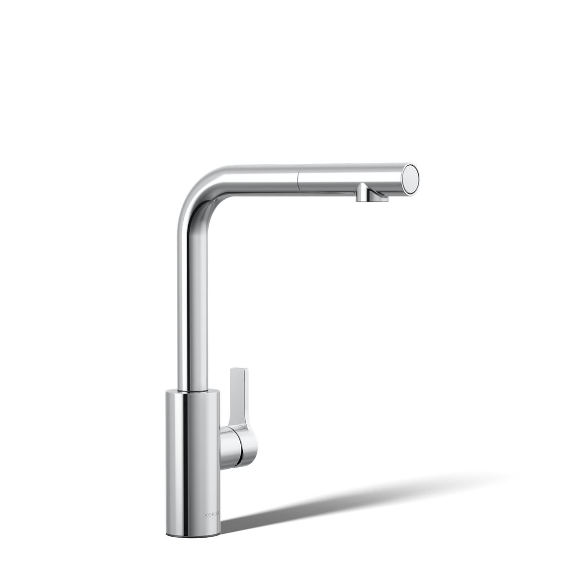 KOHLER K-34909 Elate Pull-out Kitchen Sink Faucet with Two-function Sprayhead, Polished Chrome - 3/4 view of product