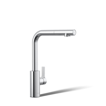 KOHLER K-34909 Elate Pull-out Kitchen Sink Faucet with Two-function Sprayhead, Polished Chrome - 3/4 view of product