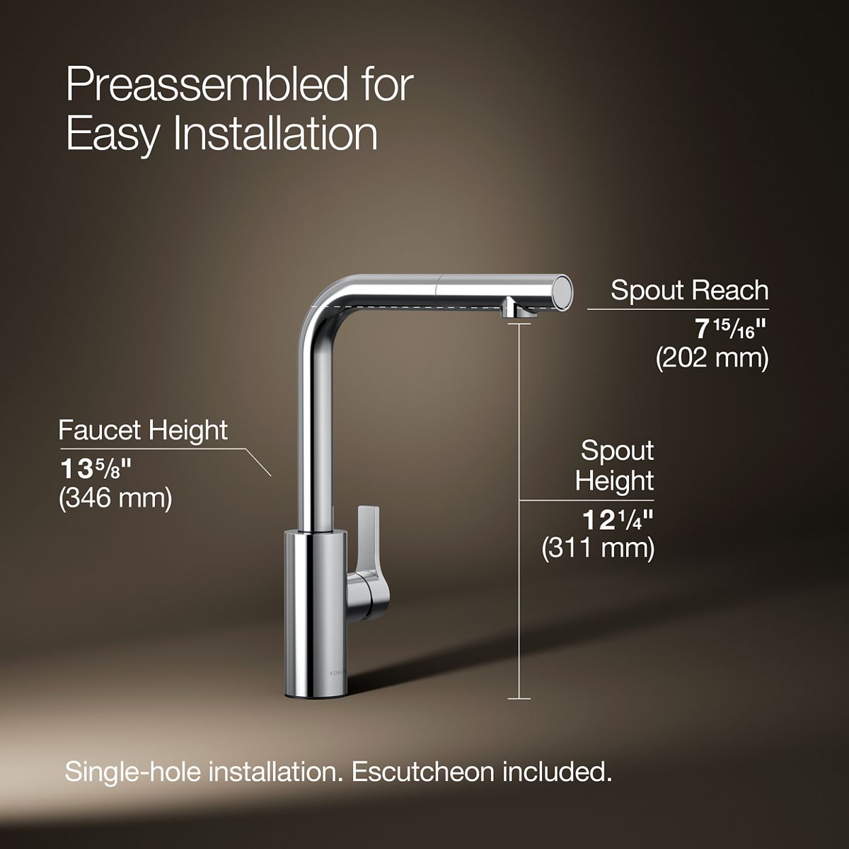 3/4 view of product with dimensions