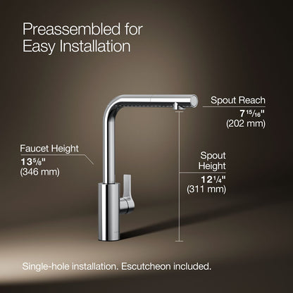 3/4 view of product with dimensions