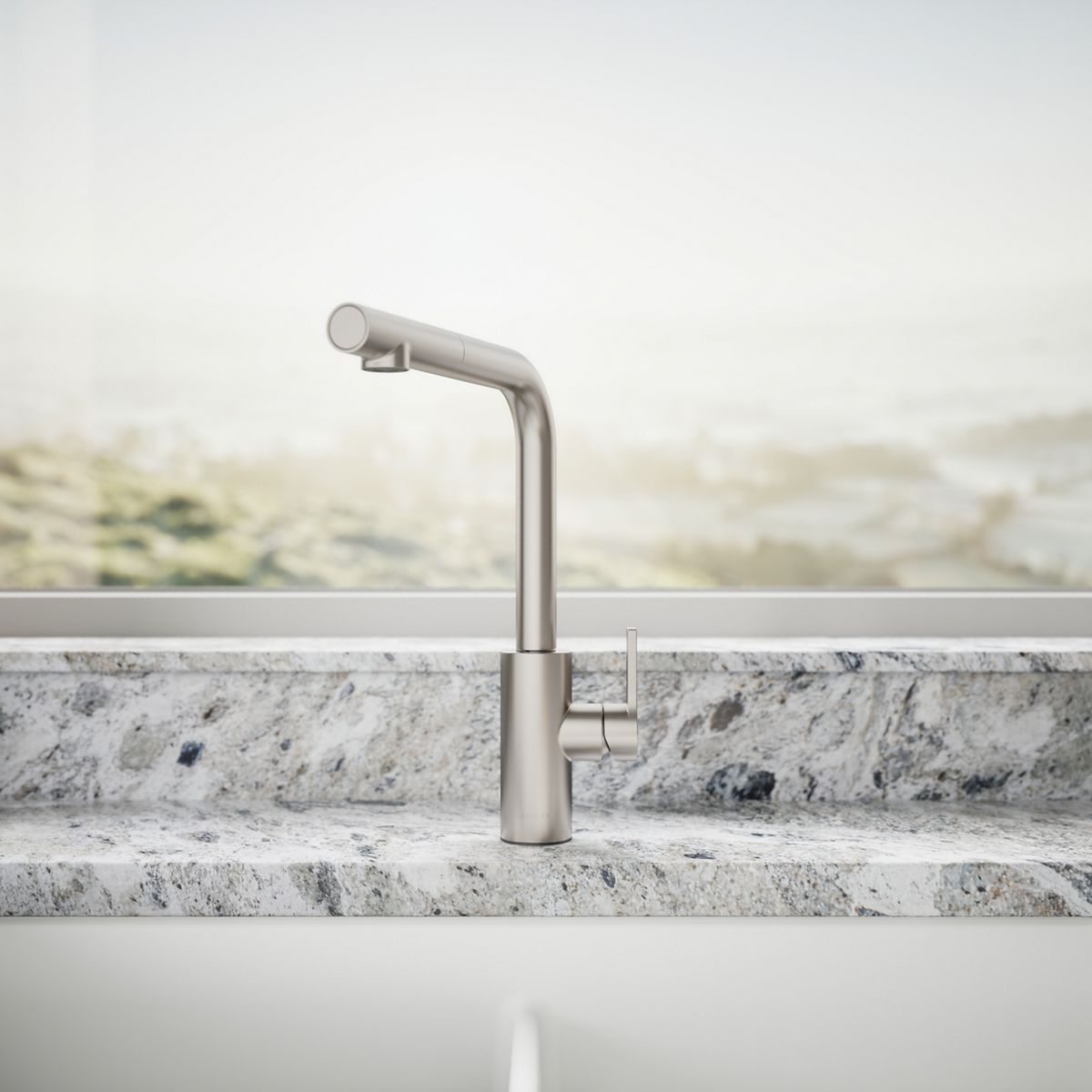 KOHLER K-34909 Elate Pull-out Kitchen Sink Faucet with Two-function Sprayhead, Vibrant Stainless - image focused on single pr