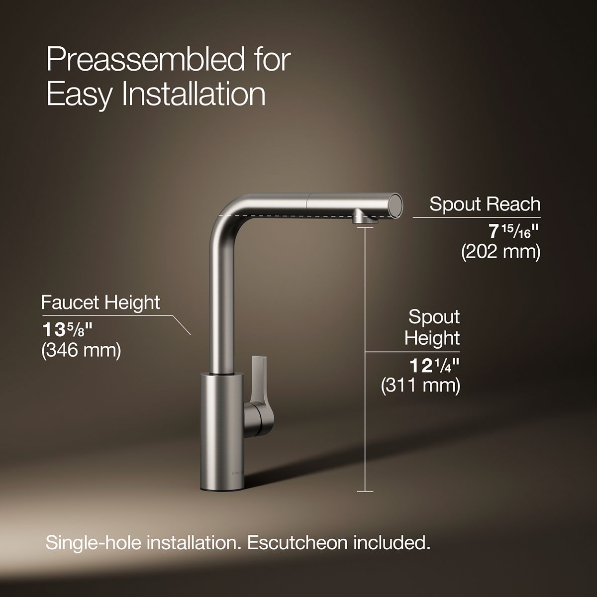 3/4 view of product with dimensions