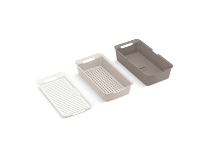 KOHLER K-35000 Riverby Three-piece Workstation Sink Accessory Set, Light Warm Neutrals - 3/4 view of product