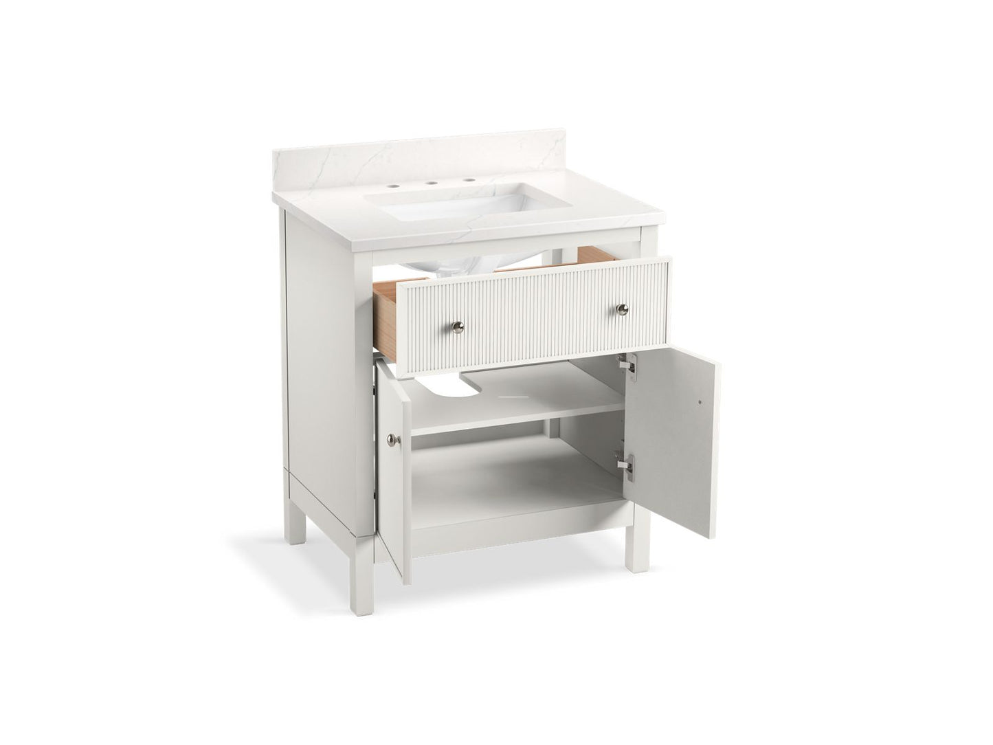 KOHLER K-35019 Malin by Studio McGee 30" bathroom vanity cabinet with sink and quartz top