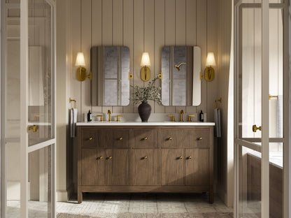 KOHLER K-35022 Malin by Studio McGee 60" bathroom vanity cabinet with sinks and quartz top