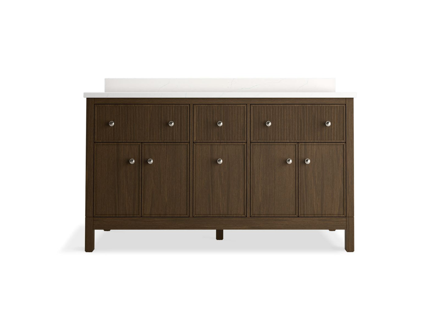 KOHLER K-35022 Malin by Studio McGee 60" bathroom vanity cabinet with sinks and quartz top