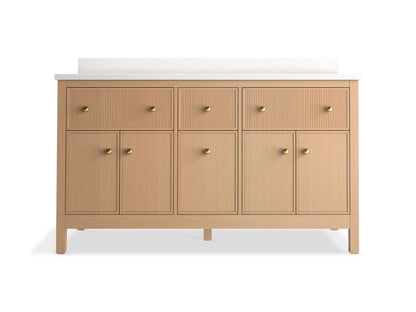 KOHLER K-35022 Malin by Studio McGee 60" bathroom vanity cabinet with sinks and quartz top