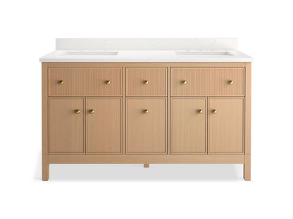 KOHLER K-35022 Malin by Studio McGee 60" bathroom vanity cabinet with sinks and quartz top