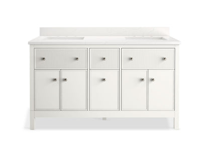 KOHLER K-35022 Malin by Studio McGee 60" bathroom vanity cabinet with sinks and quartz top