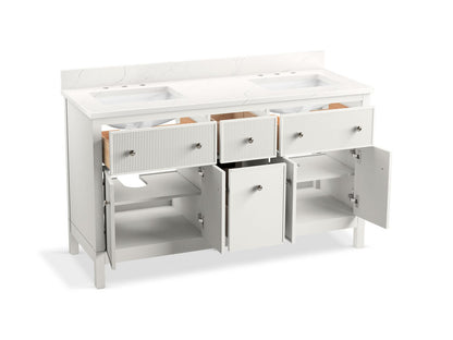 KOHLER K-35022 Malin by Studio McGee 60" bathroom vanity cabinet with sinks and quartz top