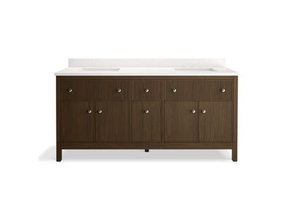 KOHLER K-35023 Malin by Studio McGee 72" bathroom vanity cabinet with sinks and quartz top
