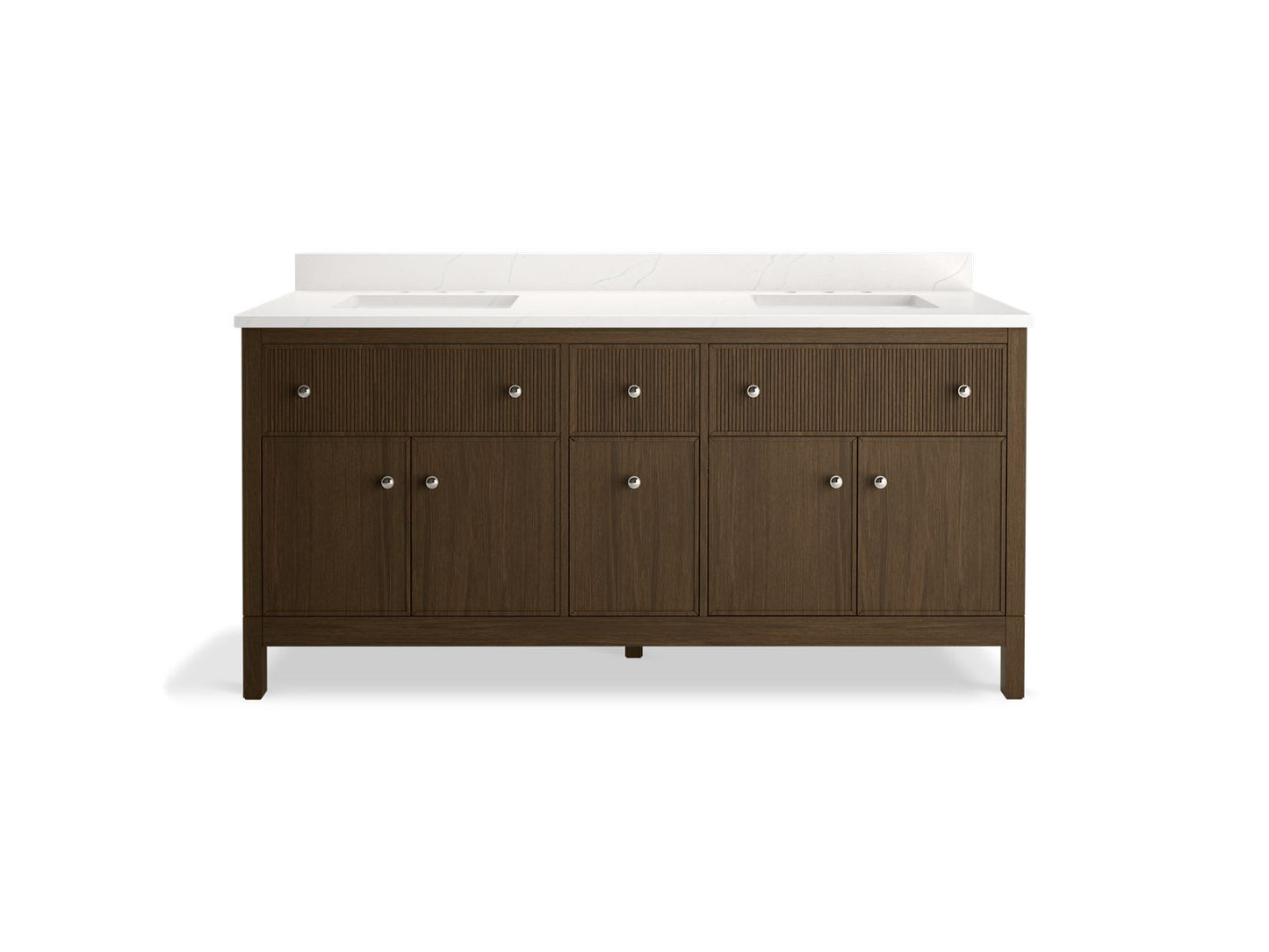 KOHLER K-35023 Malin by Studio McGee 72" bathroom vanity cabinet with sinks and quartz top