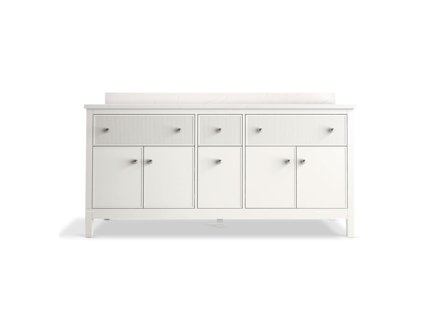 KOHLER K-35023 Malin by Studio McGee 72" bathroom vanity cabinet with sinks and quartz top