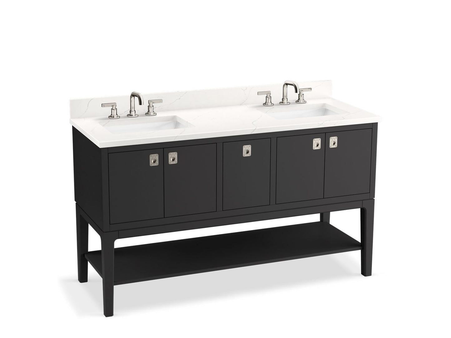 KOHLER K-35028 Seagrove by Studio McGee 60" bathroom vanity cabinet with sinks and quartz top